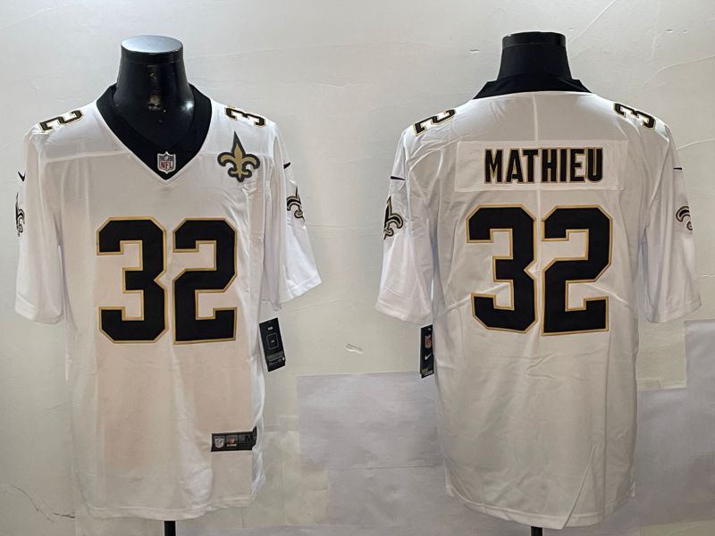 Men New Orleans Saints 32 Mathieu White Second generation 2024 Nike Limited NFL Jersey style 4